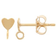 Clous d'oreilles coeur 6x3.5 mm avec anneau ouvert - Gold filled (or laminé) x2|raw }}