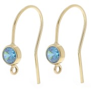 Crochet d'oreilles 16 mm et oxyde de Zirconium - Gold filled (or laminé) - Bleu x2|raw }}