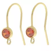 Orange - Crochet d'oreilles 16 mm et oxyde de Zirconium - Gold filled (or laminé) Orange x2 Crochet d'oreilles 16 mm et oxyde de Zirconium - Gold filled (or laminé) Orange x2