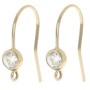 Crochet d'oreilles 16mm et oxyde de Zirconium - Gold filled (or laminé) Crystal x2|raw }}