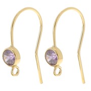 Crochet d'oreilles 16 mm et oxyde de Zirconium - Gold filled (or laminé) Violet x2|raw }}