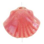 Perles coquillage en céramique 10x12 mm - Rouge irisé x5