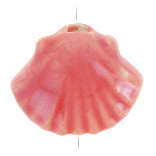 Perles coquillage en céramique 10x12 mm - Rouge irisé x5
