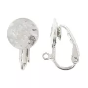 Clips d'oreilles disque froissé 10 mm argenté x2