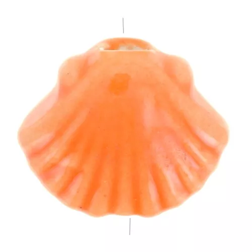 Perles coquillage en céramique 10x12 mm - Orange irisé x5