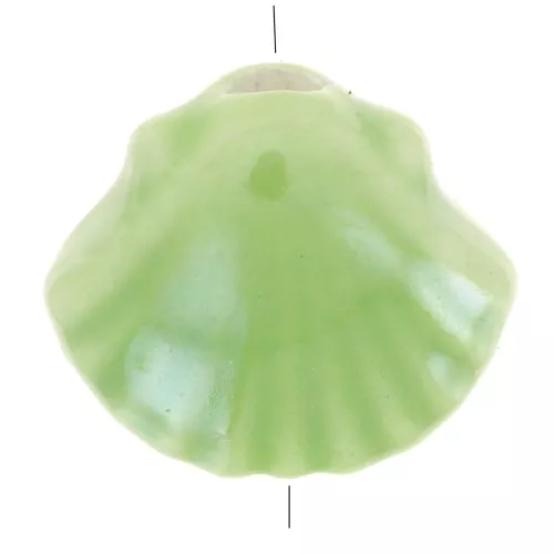 Perles coquillage en céramique 10x12 mm - Vert clair irisé x5