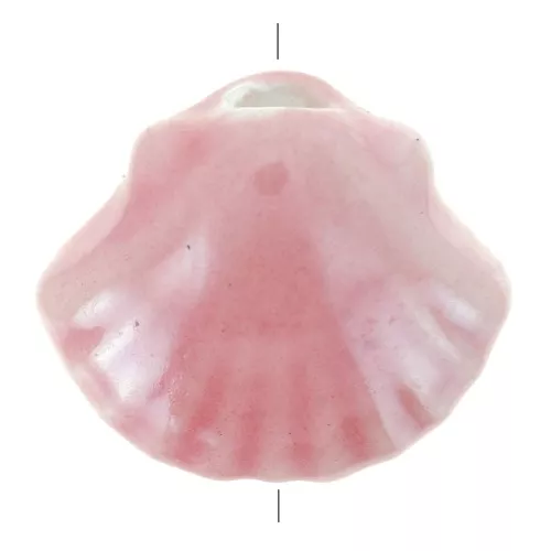 Perles coquillage en céramique 10x12 mm - Rose clair irisé x5