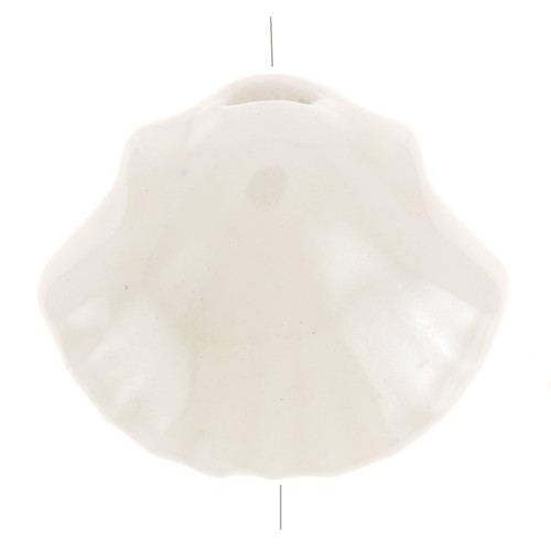 Perles coquillage en céramique 10x12 mm - Ecru irisé x5