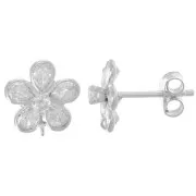 Clous d'oreilles fleurs 10 mm avec oxydes de zirconium - Argent 925 x2