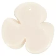 Pendentif fleur 3 pétales 42x43 mm en résine opaque - Crème x1
