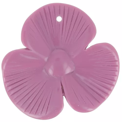 Pendentif fleur 3 pétales 42x43 mm en résine opaque - Prune x1