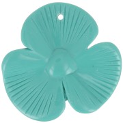 Pendentif fleur 3 pétales 42x43 mm en résine opaque - Vert turquoise x1