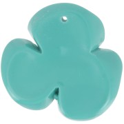 Pendentif fleur 3 pétales 42x43 mm en résine opaque - Vert turquoise x1