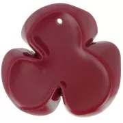 Pendentif fleur 3 pétales 42x43 mm en résine opaque - Bordeaux x1