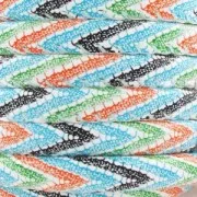 Cordon synthétique avec couture 6 mm Chevron Orange/Bleu x 50cm