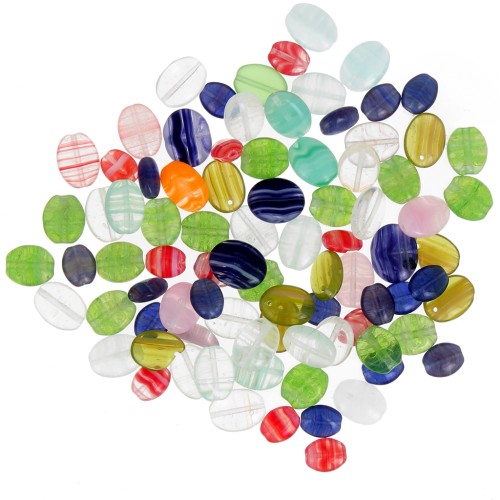 Assortiment de perles de bohème - Palets ovales x50g