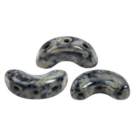 Perles en verre Arcos® par Puca® 5x10 mm - Black Stony Beige x10g