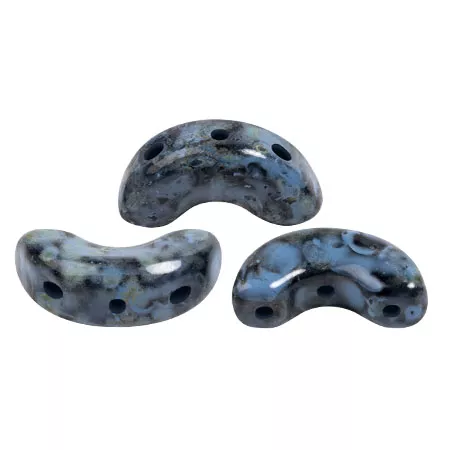 Perles en verre Arcos® par Puca® 5x10 mm - Black Stony Blue x10g