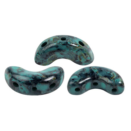 Perles en verre Arcos® par Puca® 5x10 mm - Black Stony Emerald x10g