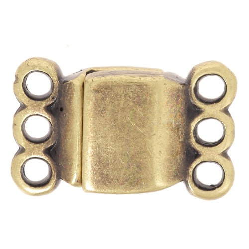 Fermoir aimanté 3 rangs 14x8.5 mm - Bronze x1