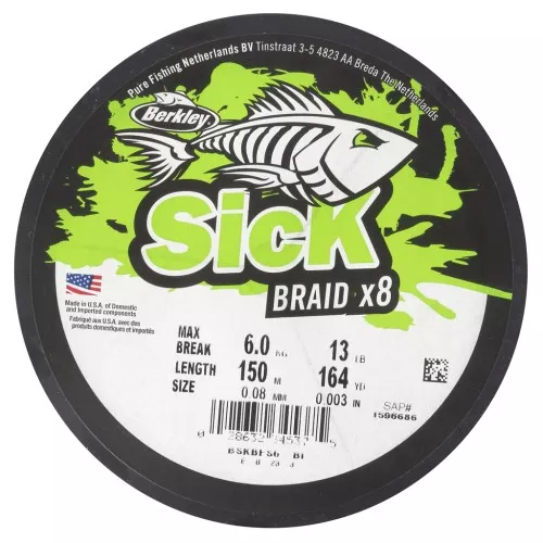Fil nylon tressé Sick Braid 0.08 mm (13LB) - Black x150m