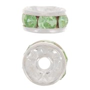 Rondelles Strass 6 mm - Argenté - Peridot x4|raw }}