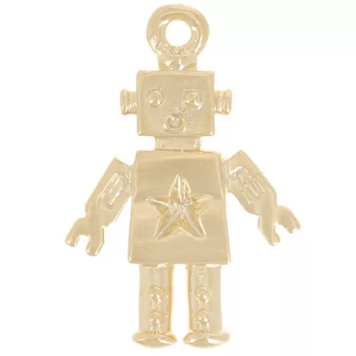 Breloque robot 18x12 mm - Doré à l'or fin x1