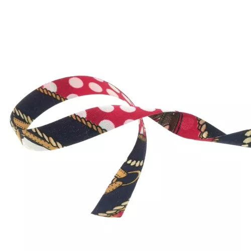 Ruban foulard 15 mm en polyester - Bleu marine - Rouge x1m