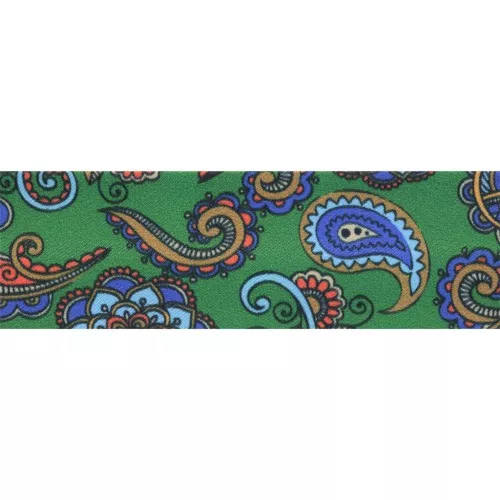 Biais en polyester 20 mm - motif Cachemire - Vert foncé - Bleu x1m