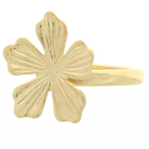 Bague fleur ajustable 20 mm - Taille 50 à 56 - Doré à l'or fin x1