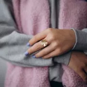 Bague fleur ajustable 20 mm - Taille 50 à 56 - Doré à l'or fin x1