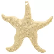 Pendentif étoile de mer martelé - 28 mm  - Doré à l'or fin x1