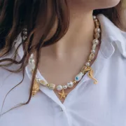 Pendentif étoile de mer martelé - 28 mm  - Doré à l'or fin x1