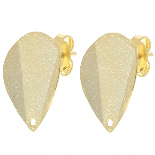 Clous d'oreilles pétale texturé effet plié - 18x13 mm - Doré à l'or fin x2