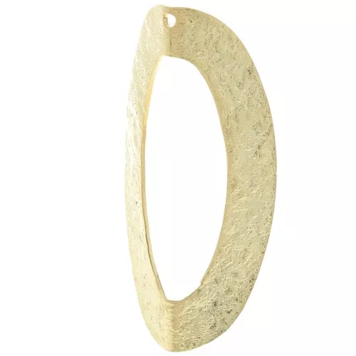 Pendentif ovale texturé effet plié - 41x19 mm - Doré à l'or fin x1
