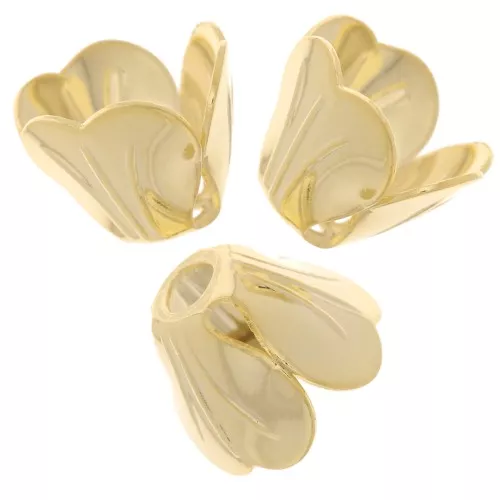 Coupelle fleur 3 pétales 10 mm - Doré à l'or fin x1
