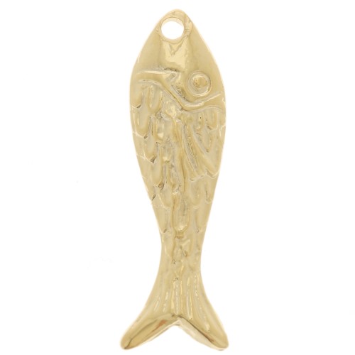 Breloque poisson 20x6 mm - Doré à l'or fin x1