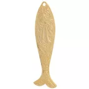 Pendentif poisson motif arabesque - 43x10 mm - Doré à l'or fin x1