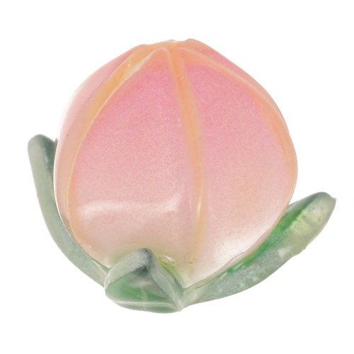 Perle semi-percée bouton de rose 14x15 mm - Rose - Vert feuille x1