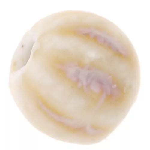 Perles rondes striées en céramique 11 mm - Beige - Ecru marbré x10