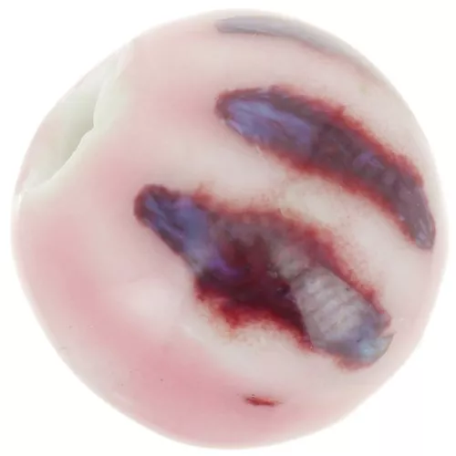 Perles rondes striées en céramique 11 mm - Rose - Violet marbré x10