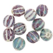 Perles rondes striées en céramique 11 mm - Bleu - Violet - Beige marbré x10|raw }}