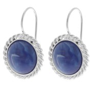 Dormeuses effet corde pour cabochon fond plat 12 mm - Placage Argent fin x2