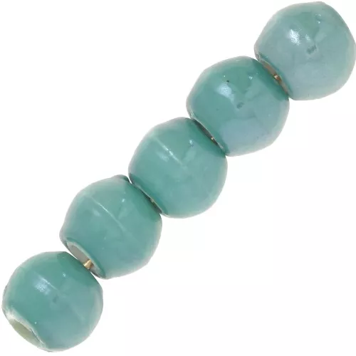 Perles rondes en céramique 6.5 mm - Bleu sarcelle x20