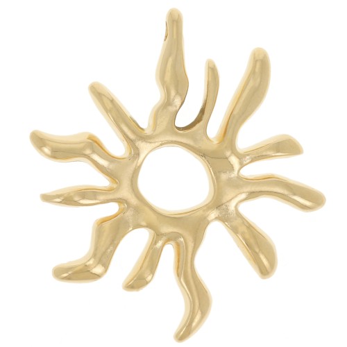 Pendentif soleil irrégulier 32x28 mm - Doré à l'or fin x1
