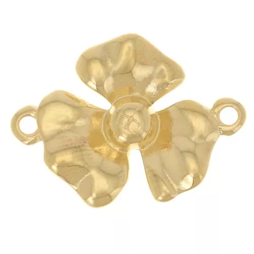 Intercalaire fleur 3 pétales 23x16 mm - Doré à l'or fin x1