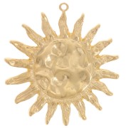 Pendentif soleil martelé 46 mm - Doré à l'or fin x1|raw }}