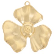 Pendentif fleur 3 pétales 33x32 mm - Doré à l'or fin x1