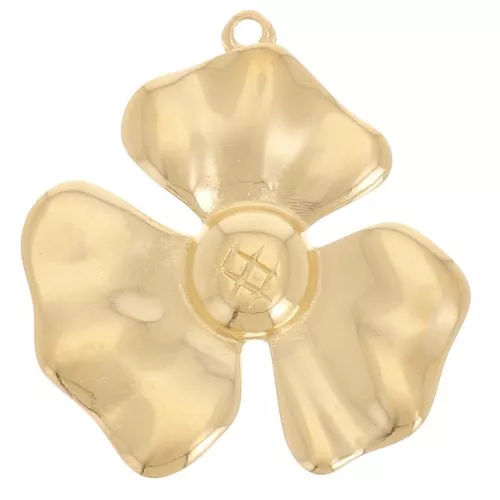 Pendentif fleur 3 pétales 33x32 mm - Doré à l'or fin x1