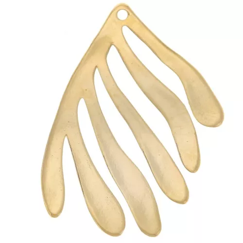 Pendentif algue 40x33 mm - Doré à l'or fin x1